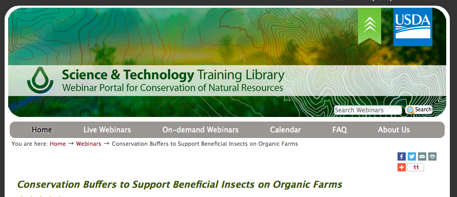 Webinar:  Conservation Buffers to Support Beneficial Insects on Organic Farms