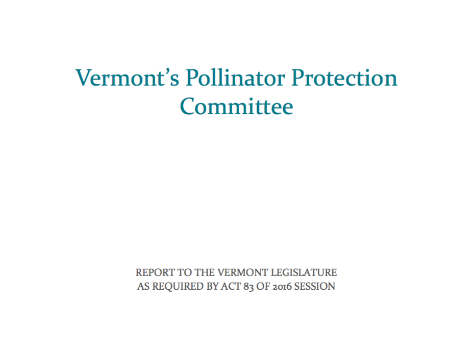 Vermont Pollinator Protection Committee final report submitted to the Vermont Legislature